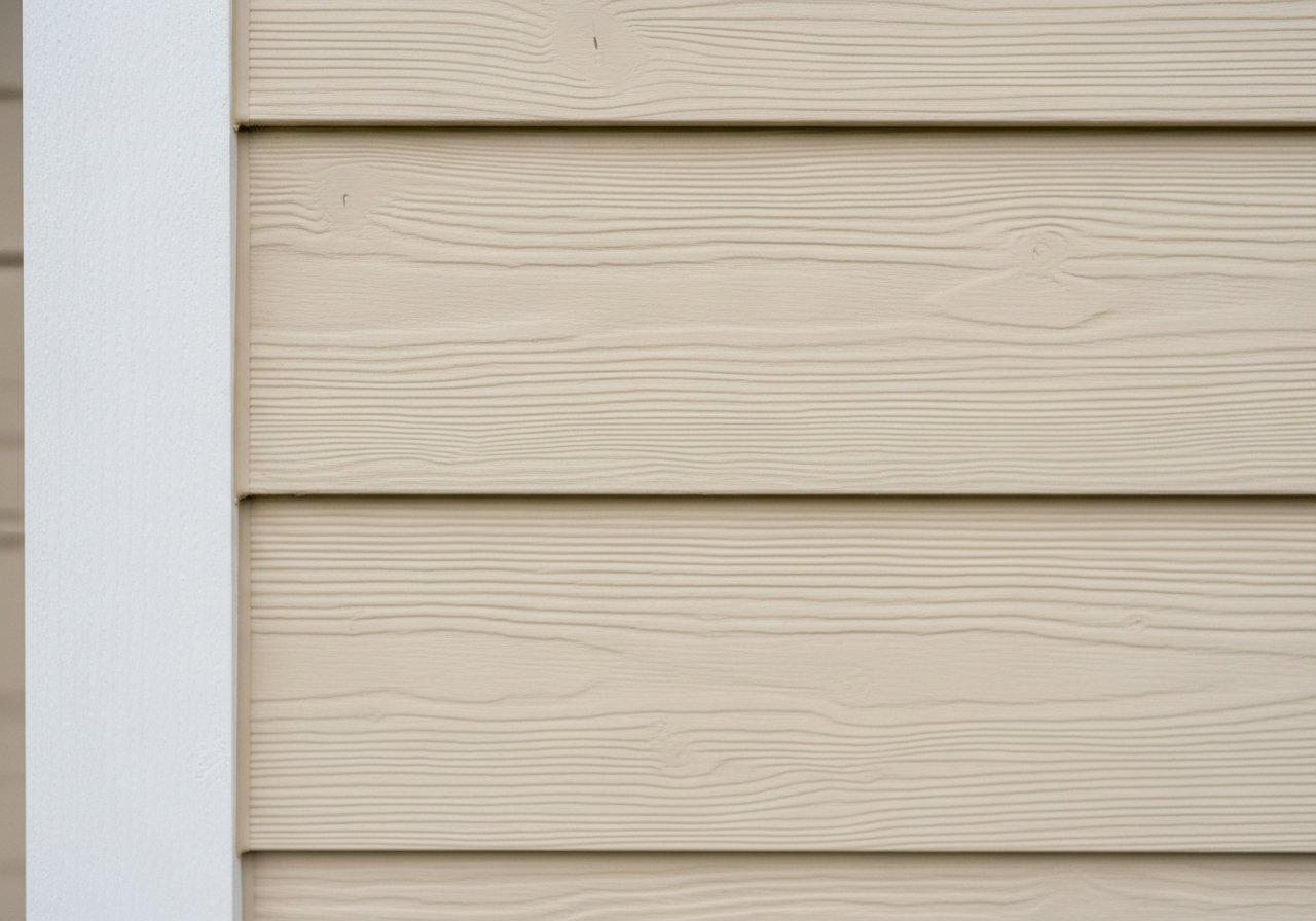 Close-up comparison of James Hardie fiber cement siding texture installed on a Lincoln home